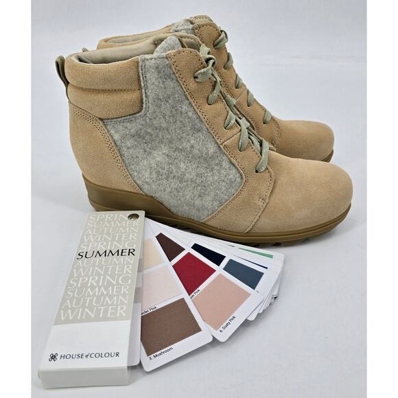 Sorel Evie Ankle Lace Bootie | Tan Suede & Grey Felt | Women’s 9 - Picture 9 of 10